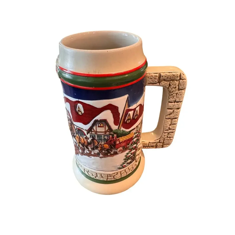 Lot of 7 Vintage Budweiser Holiday Beer Steins Mugs 80s-90s Ceramarte